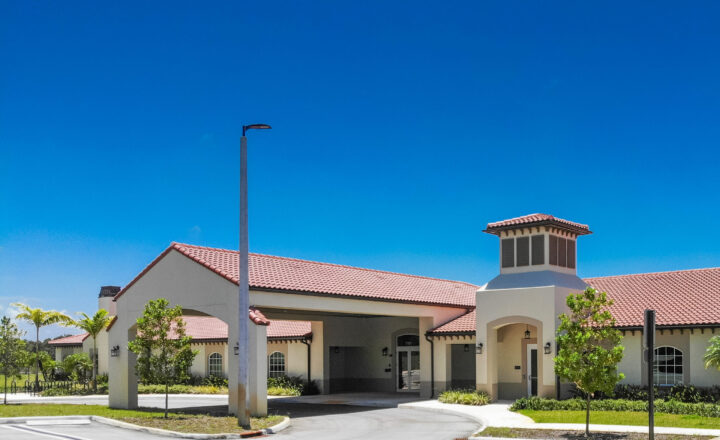 Aerial view of Beachside Rehab's detox and residential treatment campus in West Palm Beach
