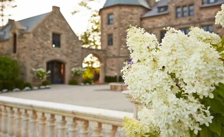 Stone manor and terrace at CMC Berkshires in New Marlborough