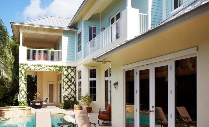Outdoor pool and seating area for Caron Florida's Ocean Drive programme