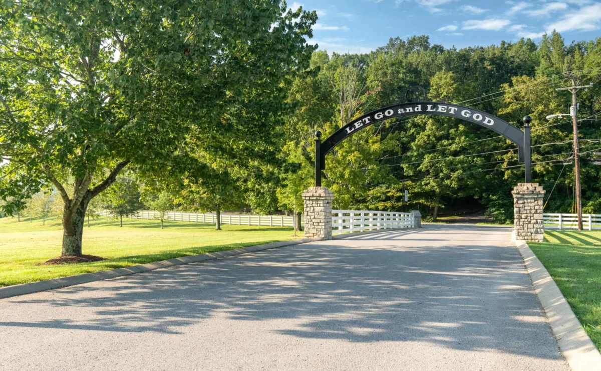 Tree-lined entrance to Cumberland Heights River Road campus in Nashville