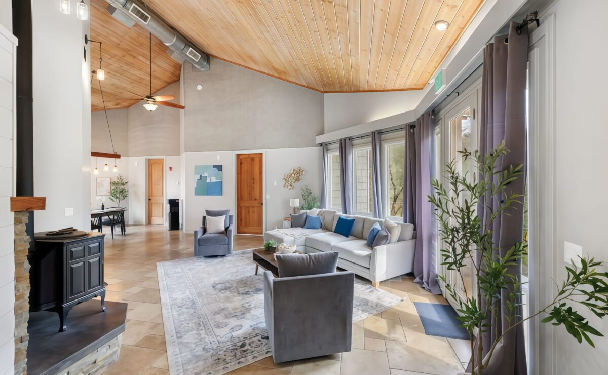 Bright residential lounge at First Steps Recovery Cypress in El Dorado Hills