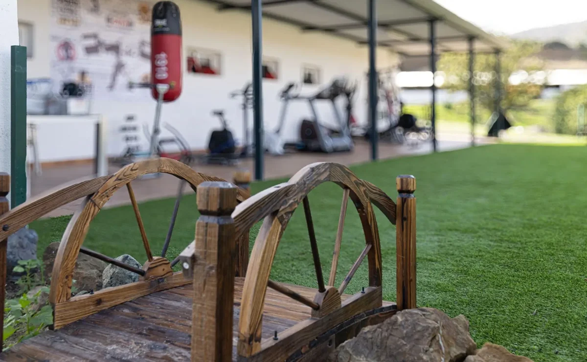 Outdoor wellness and exercise area at Hacienda Paradiso in Málaga