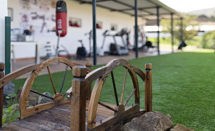 Outdoor wellness and exercise area at Hacienda Paradiso in Málaga