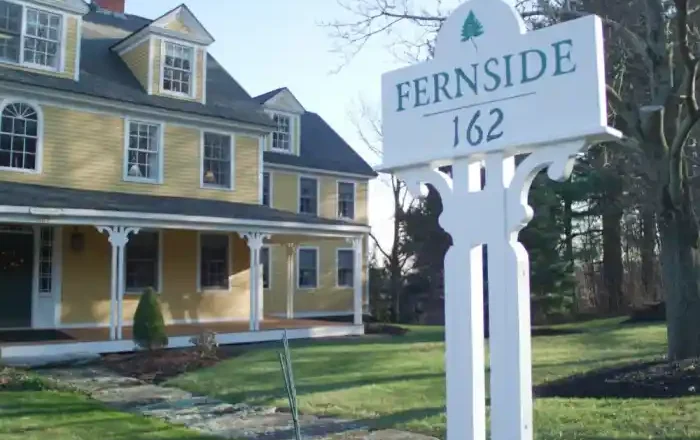 McLean Fernside country-house exterior and entrance sign in Princeton