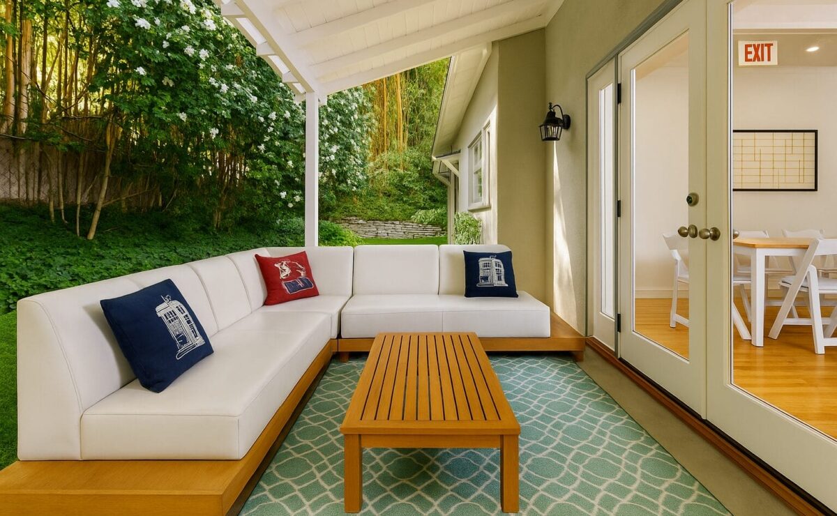 Patio at Montare at Palomar residential mental health campus in Tarzana
