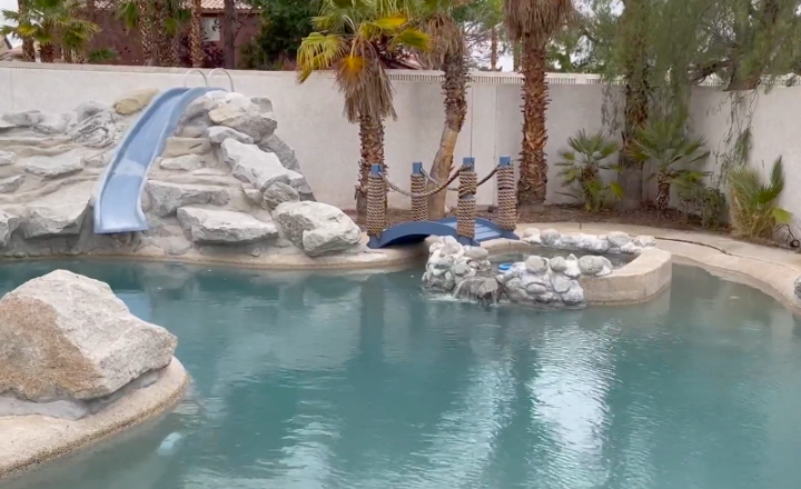 Swimming pool and outdoor recreation area at Moriah Behavioral Health Bahama Bay in Las Vegas