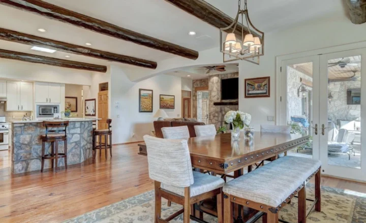 Living, dining and kitchen area at Paradigm Treatment's Austin teen residence