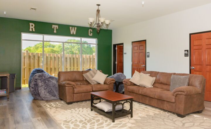 Branded residential lounge at Red Top Wellness Center in Cartersville