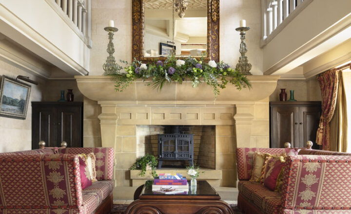 Fireplace lounge inside a RósGlas Recovery private Irish residence