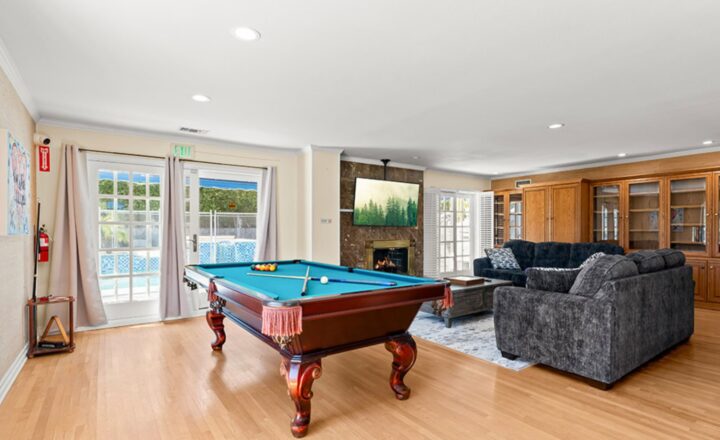 Game room at Star City Recovery residential treatment facility in Tarzana