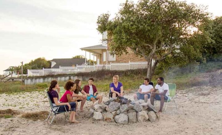 Structured group activity beside the waterfront at Twelve Oaks Recovery Center