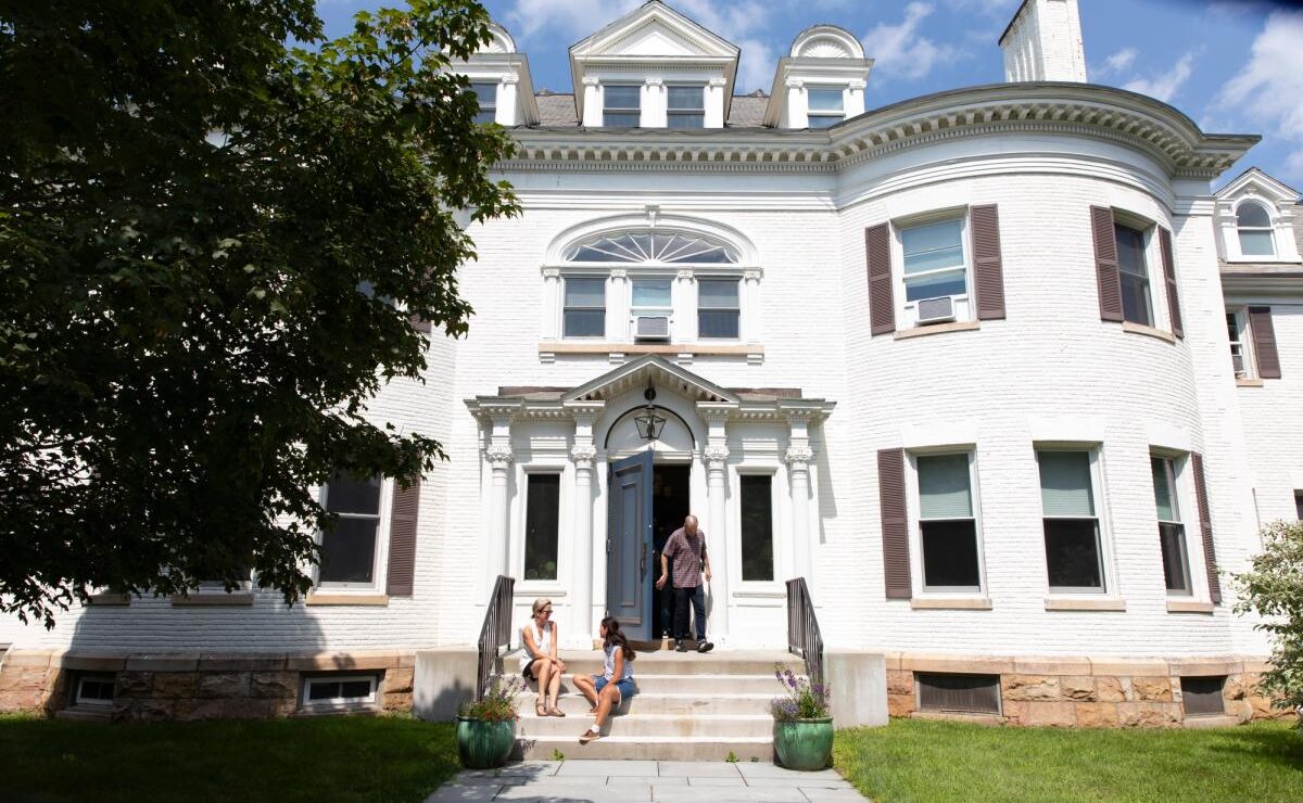 Front entrance of an Austen Riggs Center campus building in Stockbridge