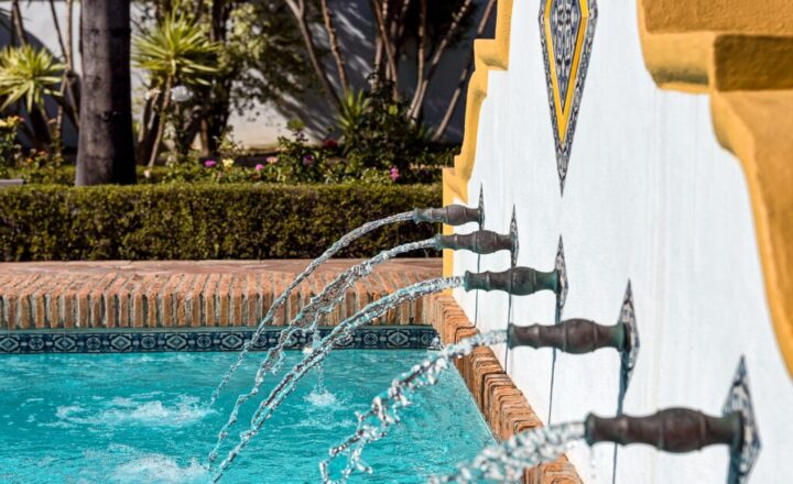 Pool and water fountains at Camino Recovery