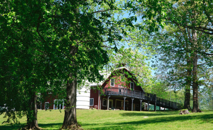 Art Barn and lawn at the CooperRiis Farm in Mill Spring