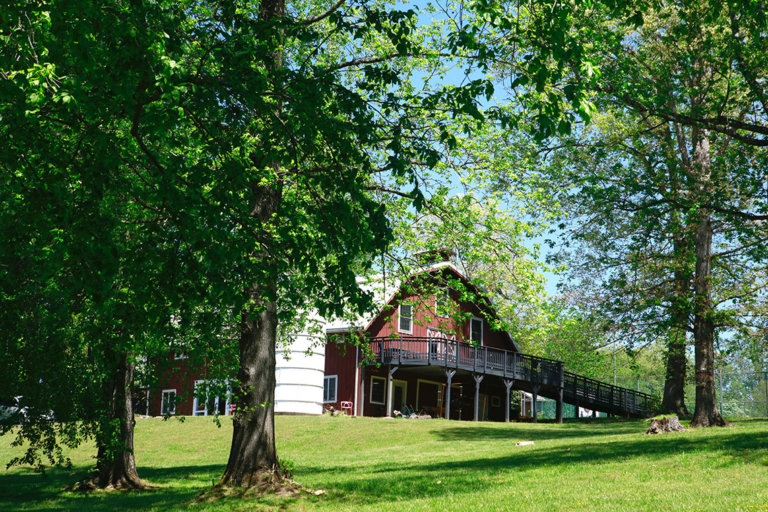 Art Barn and lawn at the CooperRiis Farm in Mill Spring