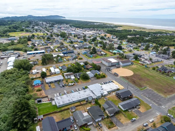 Aerial view of Discover Recovery Long Beach campus and coastal neighborhood