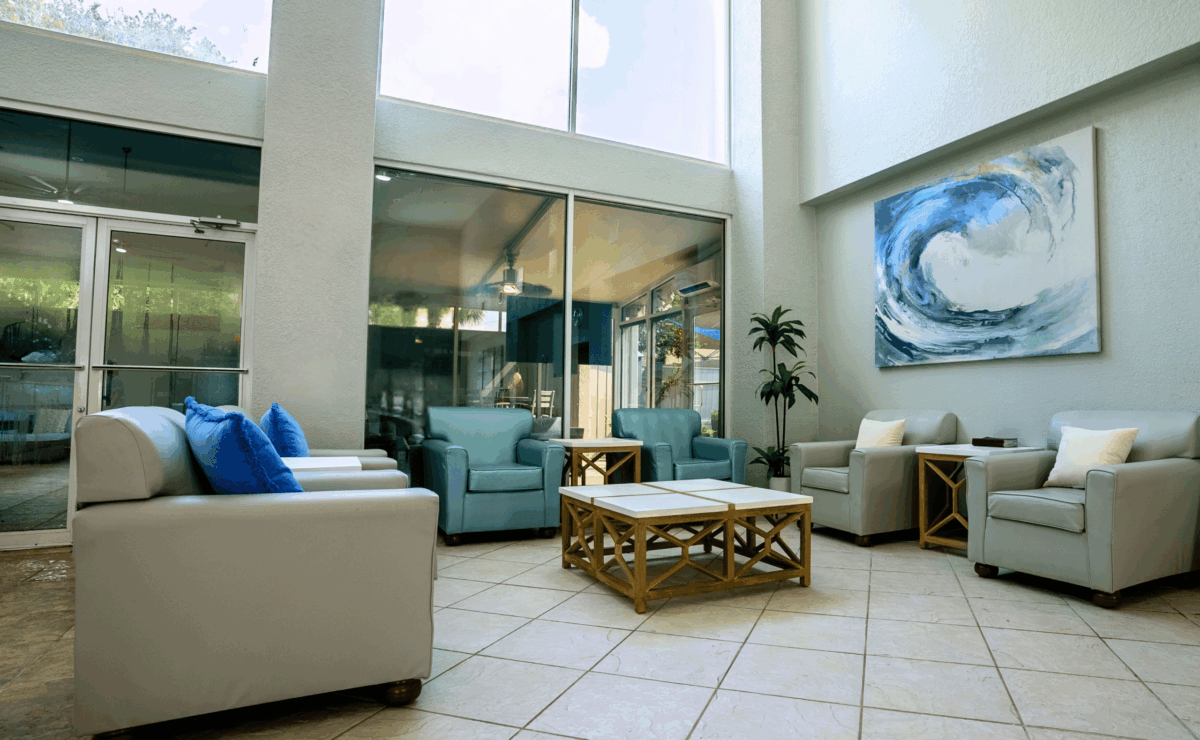 Communal lounge at Lifeskills Orlando residential campus