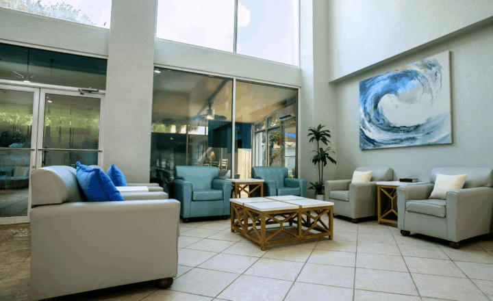 Communal lounge at Lifeskills Orlando residential campus