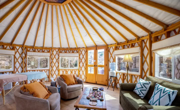 Interior of the activity yurt at The Sanctuary at Sedona
