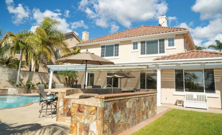 Pool and landscaped rear grounds at Hillside Mission in Mission Viejo