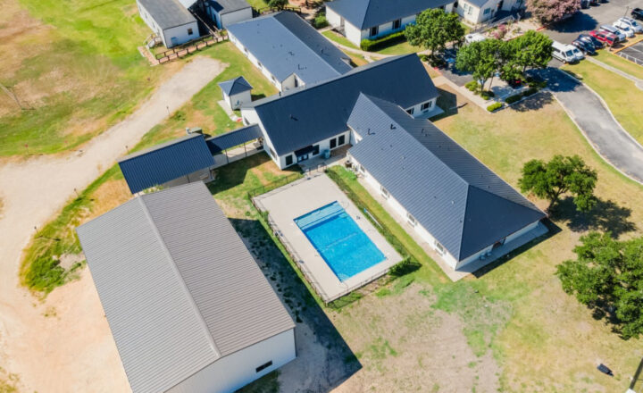 Aerial view of Infinite Recovery Legacy Ranch in Buda, Texas