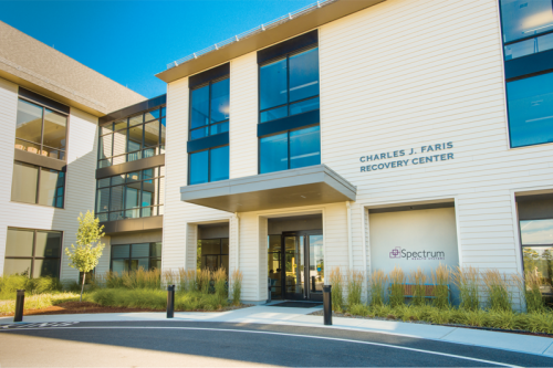 Entrance sign at New England Recovery Center in Westborough, Massachusetts