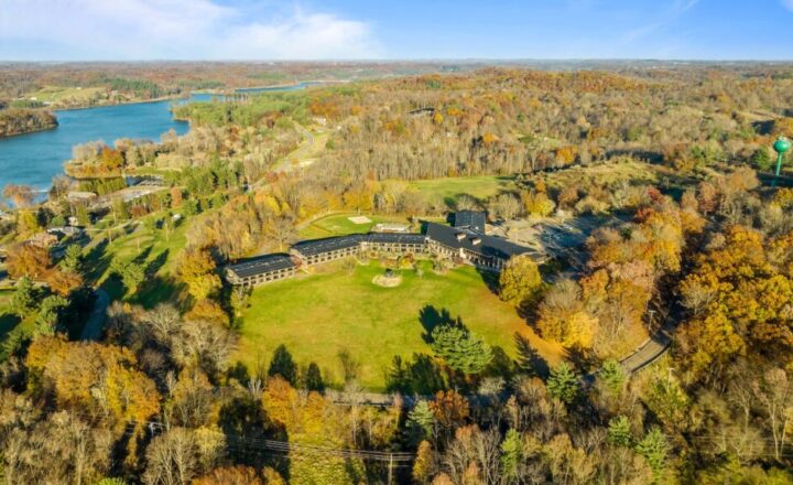 Aerial view of The Bluffs residential treatment campus in Sherrodsville, Ohio